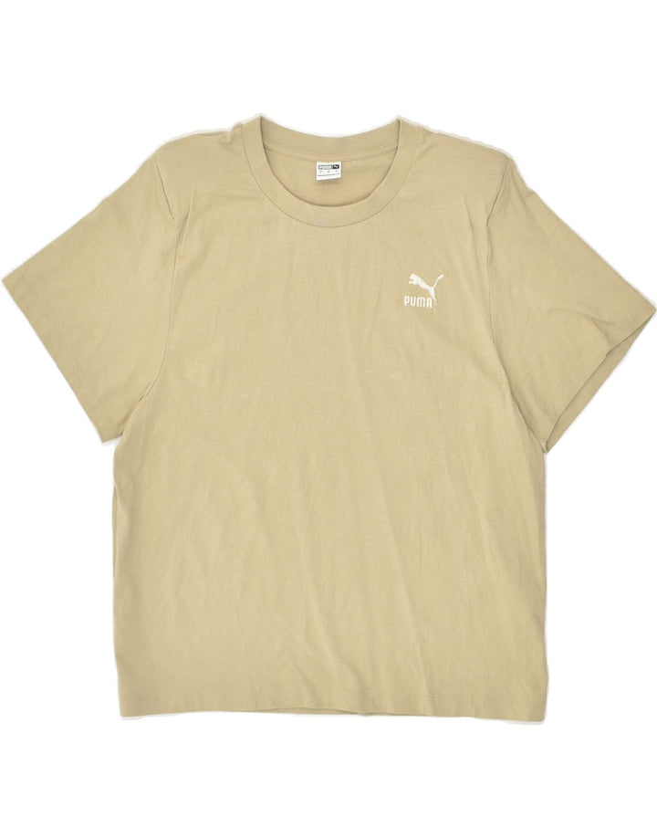 PUMA Womens T-Shirt Top UK 16 Large Beige Cotton | Vintage Puma | Thrift | Second-Hand Puma | Used Clothing | Messina Hembry 