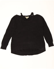 MICHAEL KORS Womens Crew Neck Jumper Sweater UK 16 Large Black Cotton