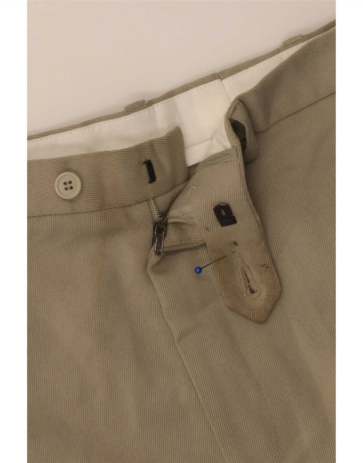 Marks & Spencer Mens Straight Suit Trousers W34 L31 Beige Polyester