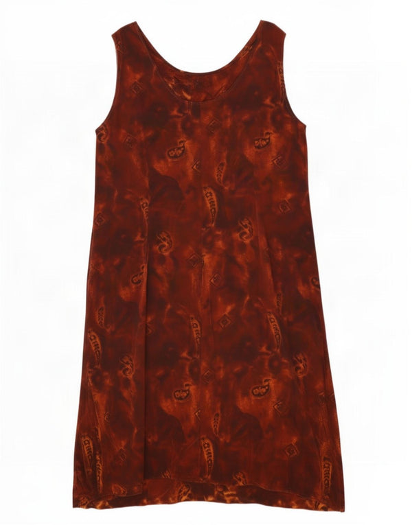 Vintage Womens Sleeveless Shirt Dress UK 16 Large Brown Paisley