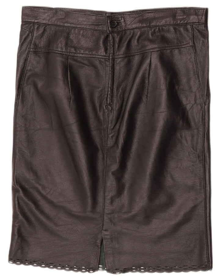 Vintage Womens Leather Skirt W31 Medium  Black