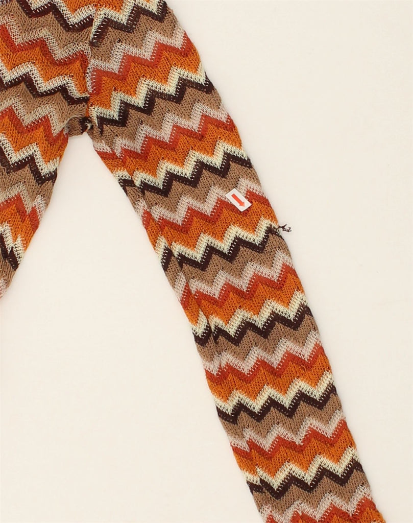 VINTAGE Womens Cardigan Sweater UK 10 Small Orange Chevron Rayon | Vintage Vintage | Thrift | Second-Hand Vintage | Used Clothing | Messina Hembry 