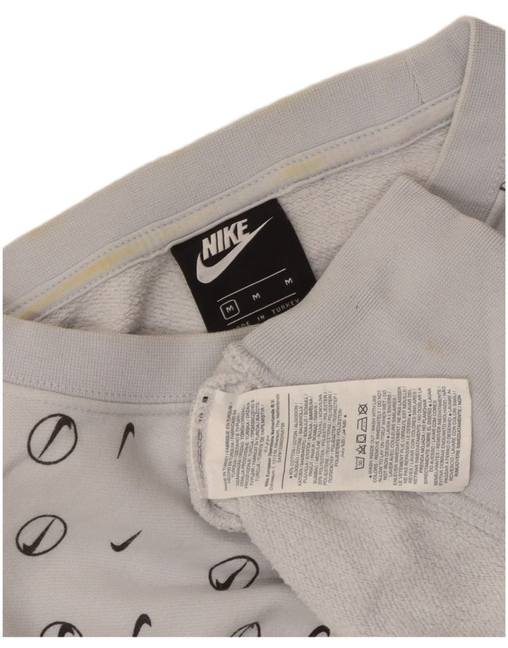 Nike Womens Oversized Crop Graphic Sweatshirt Jumper UK 14 Medium Blue