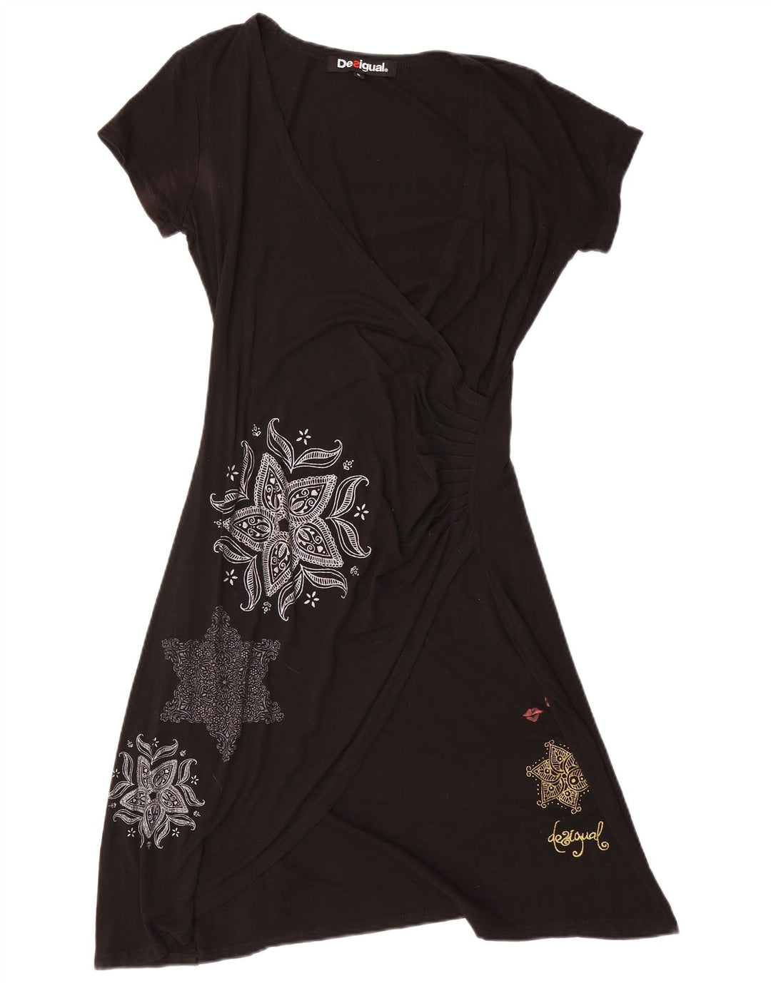 DESIGUAL Womens A-Line Dress UK 14 Large Black Paisley
