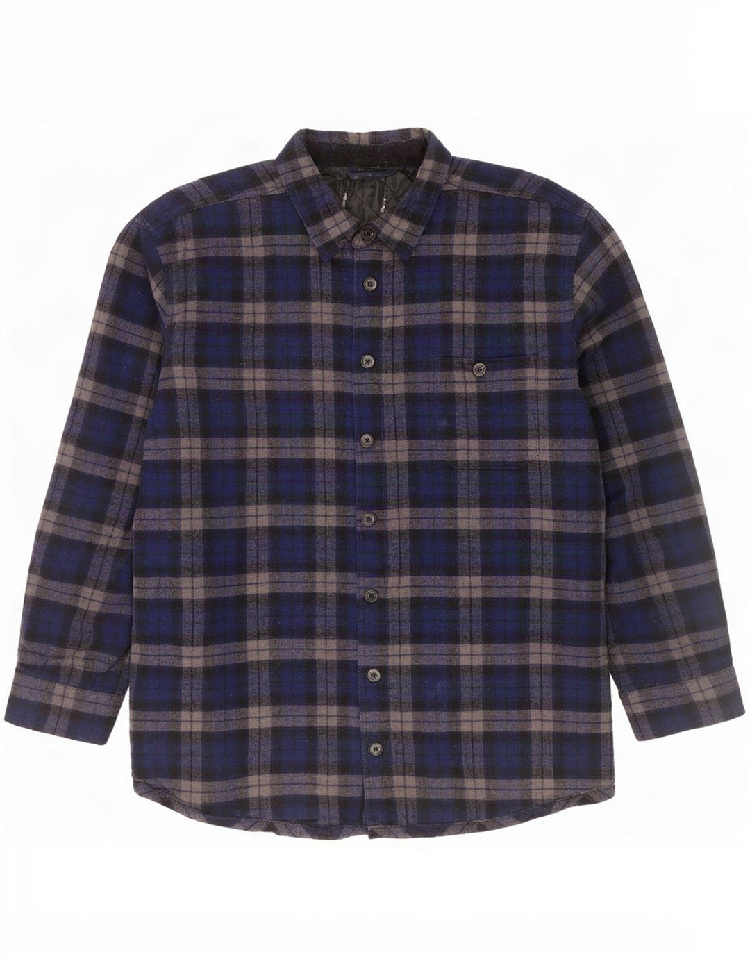 Vintage Mens Lumberjack Flannel Shirt Medium Navy Blue Chevron Cotton