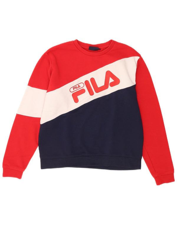 Fila Mens Graphic Sweatshirt Jumper Medium Multicoloured Colourblock Cotton