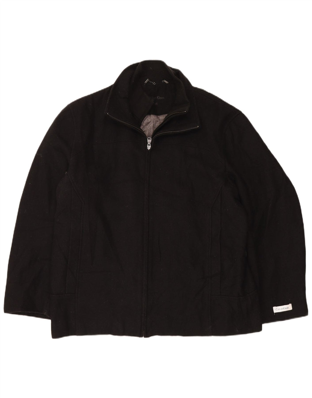 Calvin Klein Mens Bomber Jacket UK 40 Large Black Wool