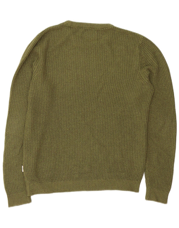 Jack & Jones Mens Boat Neck Jumper Sweater Large Khaki Acrylic