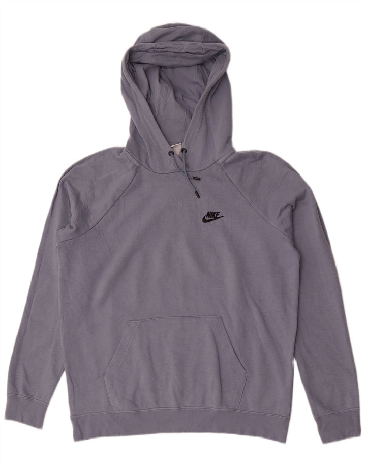 Nike Mens Hoodie Jumper Large Blue Cotton