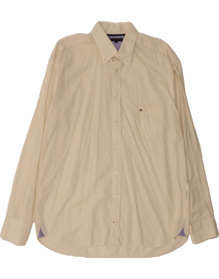 TOMMY HILFIGER Mens Shirt XL Off White Cotton Vintage Tommy Hilfiger and Second-Hand Tommy Hilfiger from Messina Hembry 