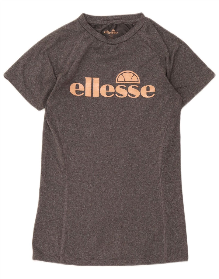 Ellesse Womens Graphic T-Shirt Top UK 10 Small Grey Polyester