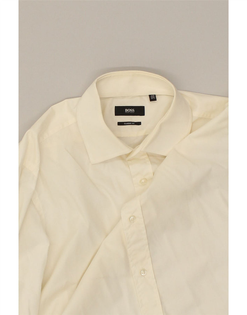 HUGO BOSS Mens Classic Fit Shirt Size 15 40 Medium Off White Cotton | Vintage Hugo Boss | Thrift | Second-Hand Hugo Boss | Used Clothing | Messina Hembry 