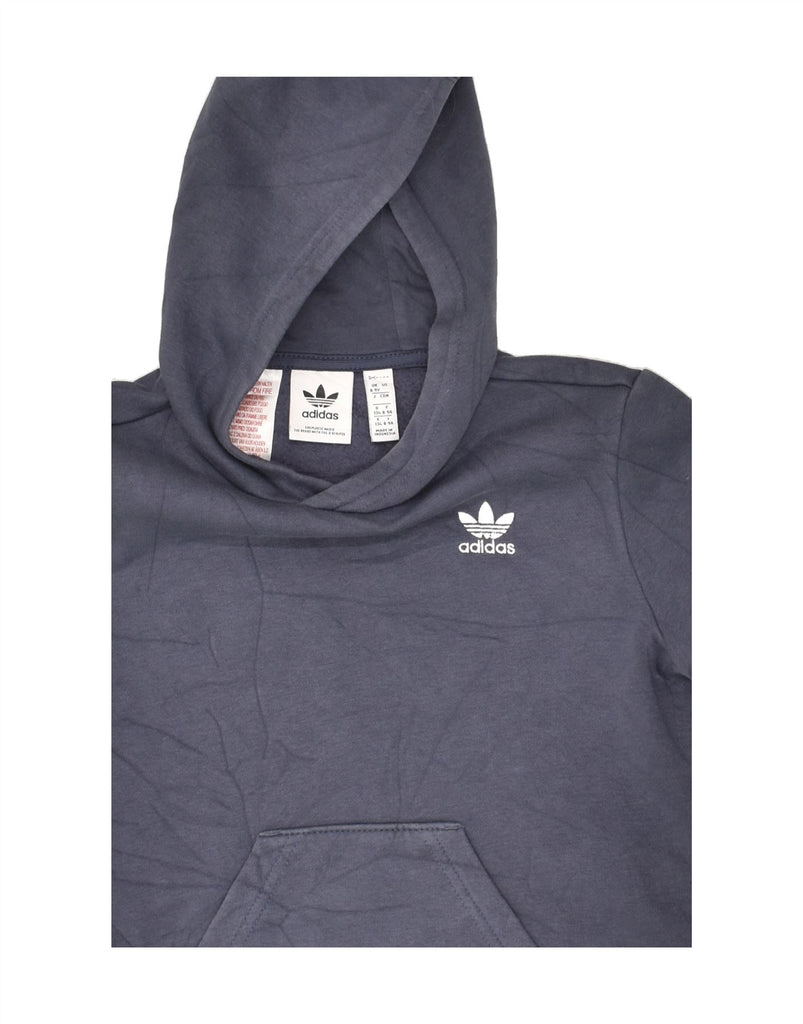 ADIDAS Boys Hoodie Jumper 8-9 Years Navy Blue Cotton | Vintage Adidas | Thrift | Second-Hand Adidas | Used Clothing | Messina Hembry 