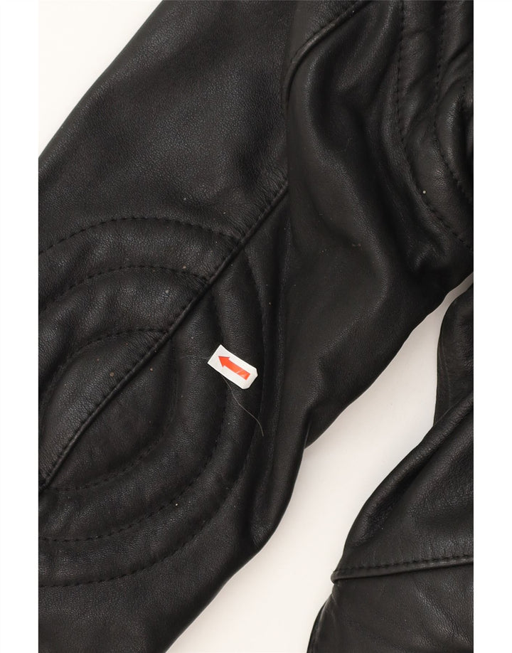 Vintage Mens Leather Biker Jacket EU 48 Medium Black Leather