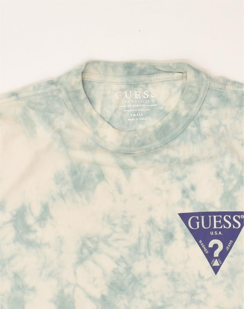 GUESS Mens Los Angeles Graphic T-Shirt Top Small Off White Tie Dye Cotton | Vintage Guess | Thrift | Second-Hand Guess | Used Clothing | Messina Hembry 