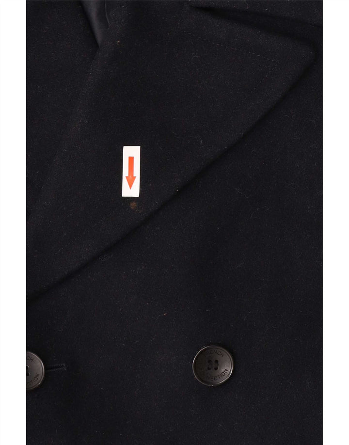 French Connection Mens Double Breasted Coat UK 38 Medium Navy Blue Wool