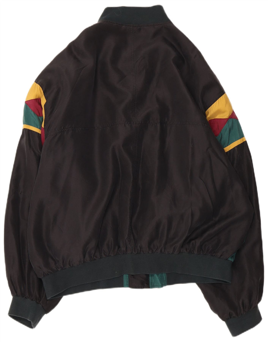 JEAN LEGALLI Mens Bomber Jacket UK 42 XL Green Colourblock Silk