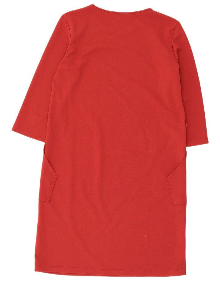 Zara Womens 3/4 Sleeve Shift Dress UK 14 Medium Red