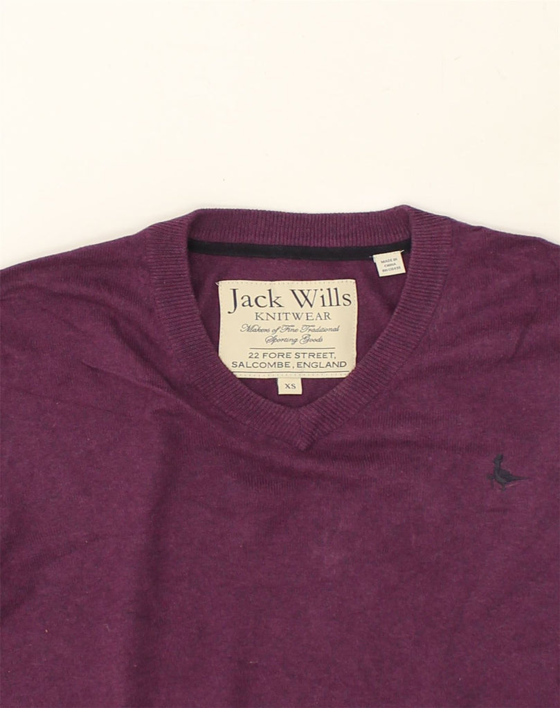 JACK WILLS Mens V-Neck Jumper Sweater XS Purple Cotton | Vintage Jack Wills | Thrift | Second-Hand Jack Wills | Used Clothing | Messina Hembry 