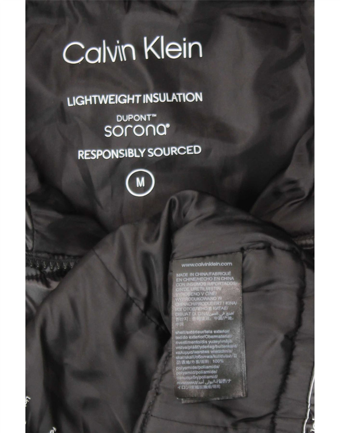 Calvin Klein Womens Hooded Padded Jacket UK 14 Medium Black Polyamide