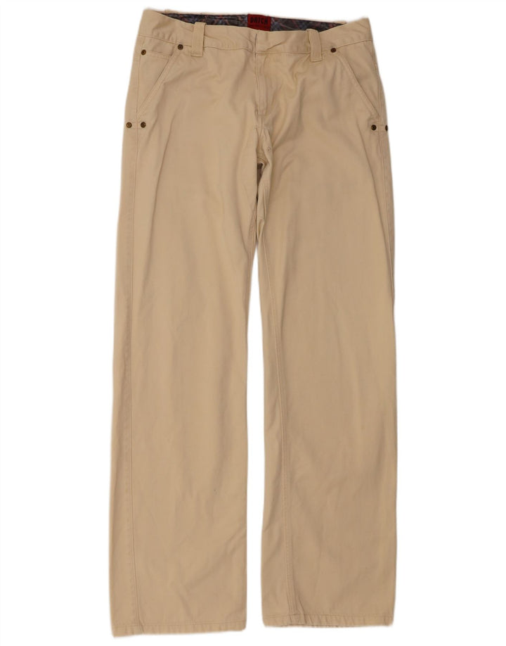 DATCH Mens Straight Chino Trousers W31 L33  Beige Cotton