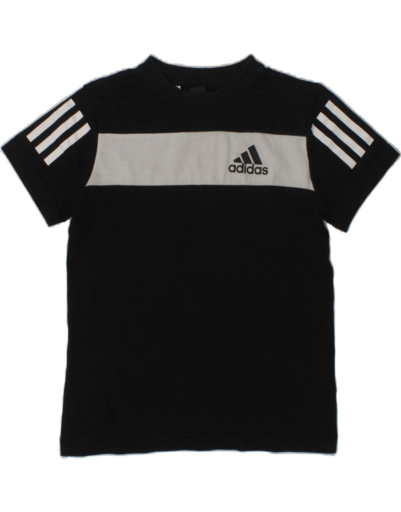 ADIDAS Boys Graphic T-Shirt Top 7-8 Years XS Black Colourblock Cotton | Vintage Adidas | Thrift | Second-Hand Adidas | Used Clothing | Messina Hembry 