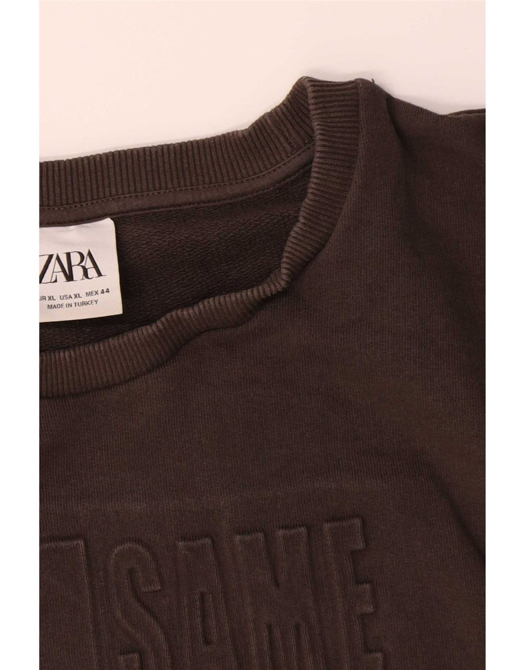 Zara Mens Graphic Sweatshirt Jumper XL Brown Cotton