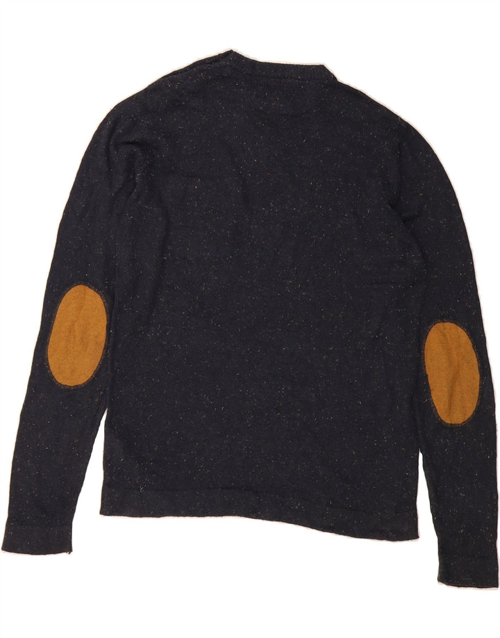 JACK & JONES Mens Crew Neck Jumper Sweater Medium Navy Blue Flecked Cotton Vintage Jack & Jones and Second-Hand Jack & Jones from Messina Hembry 