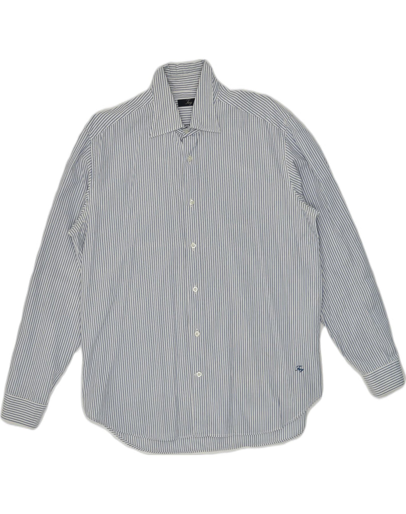 FAY Mens Shirt Size 43 Large Blue Pinstripe Cotton | Vintage Fay | Thrift | Second-Hand Fay | Used Clothing | Messina Hembry 