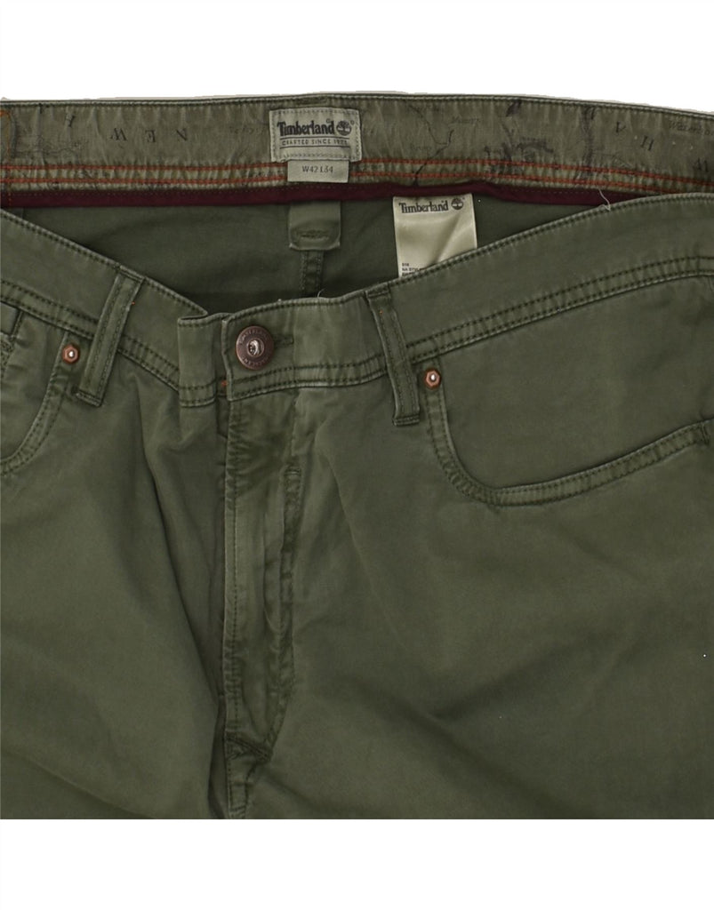 TIMBERLAND Mens Slim Casual Trousers W42 L28 Green Cotton | Vintage Timberland | Thrift | Second-Hand Timberland | Used Clothing | Messina Hembry 