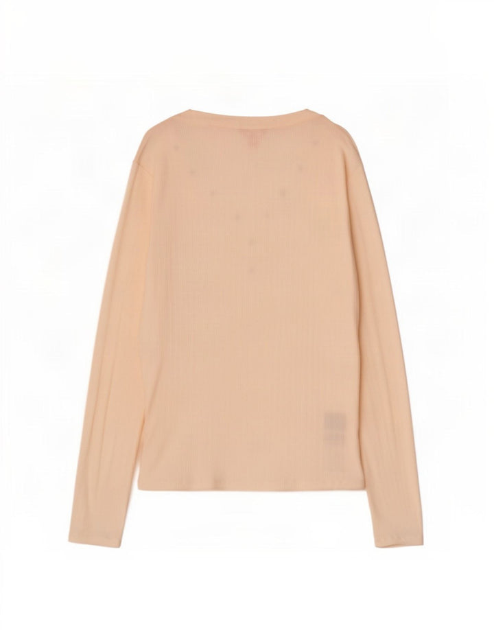Guess Womens Top Long Sleeve UK 14 Large Off White Viscose