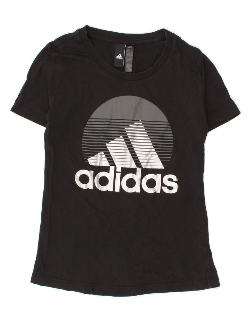 ADIDAS Womens Graphic T-Shirt Top UK 4/6 XS Black Vintage Adidas and Second-Hand Adidas from Messina Hembry 