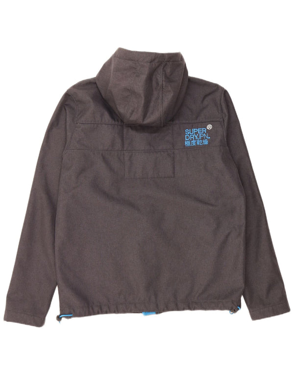 SUPERDRY Mens Graphic Hooded Windbreaker Jacket UK 42 XL Grey Polyester