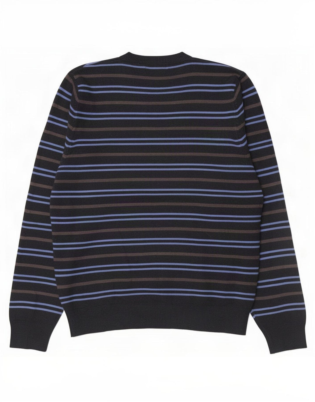 Marks & Spencer Mens V-Neck Jumper Sweater Medium Navy Blue Striped Acrylic