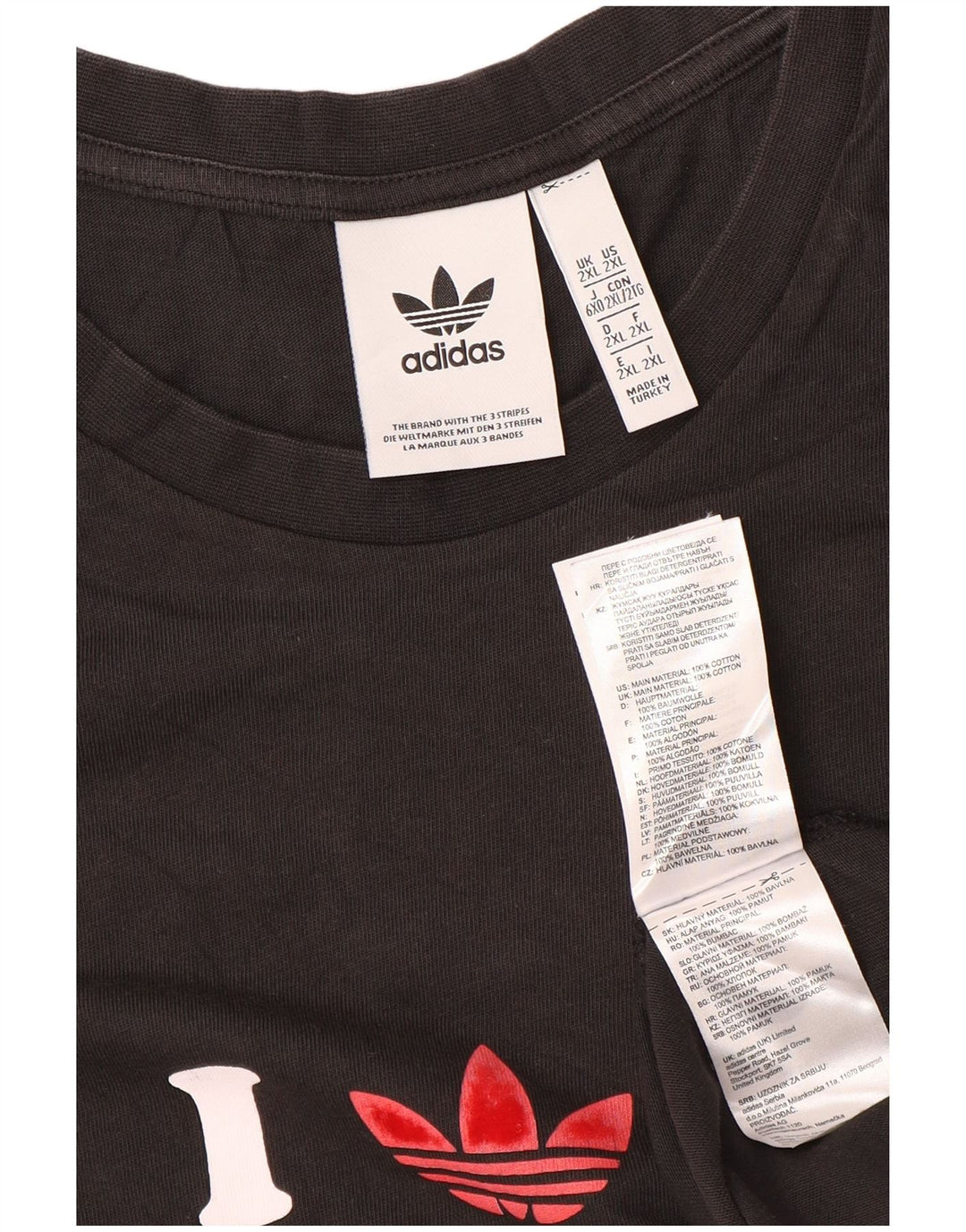 Adidas Mens Graphic T-Shirt Top 2XL Black Cotton