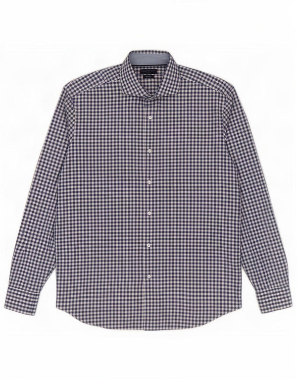 Tommy Hilfiger Mens Tailored Flannel Shirt Size 44 17 1/2 XL Navy Blue