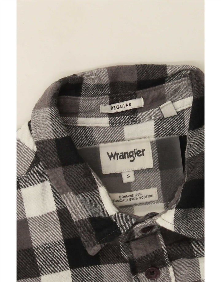 Wrangler Mens Regular Fit Flannel Shirt Small Grey Check Cotton