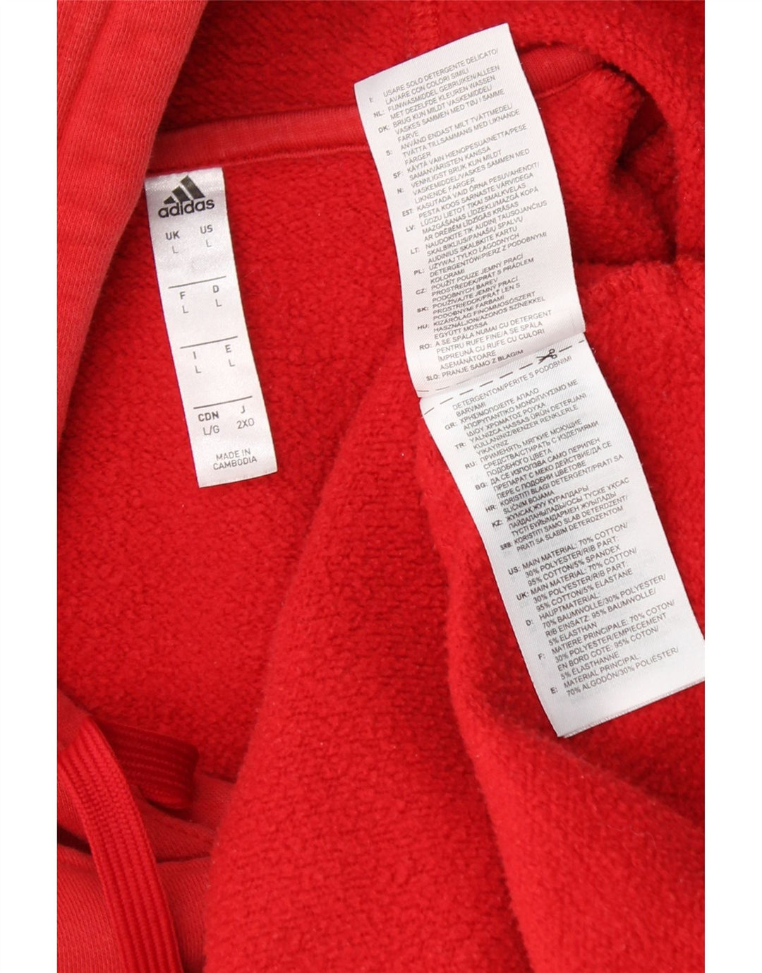 ADIDAS Mens Hoodie Jumper Large Red Cotton Vintage Adidas and Second-Hand Adidas from Messina Hembry 