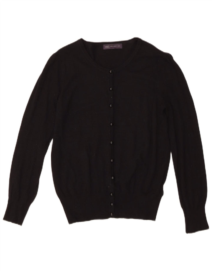 Marks & Spencer Womens Cardigan Sweater UK 10 Small Black Viscose