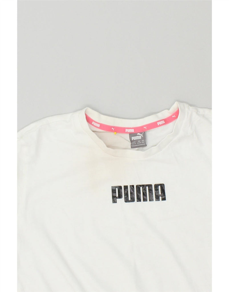 PUMA Girls T-Shirt Dress 13-14 Years White Striped Cotton Vintage Puma and Second-Hand Puma from Messina Hembry 