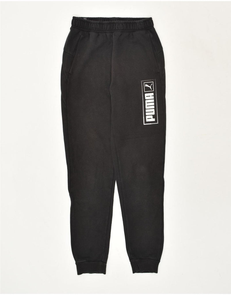 PUMA Mens Graphic Tracksuit Trousers Joggers XS Black | Vintage Puma | Thrift | Second-Hand Puma | Used Clothing | Messina Hembry 
