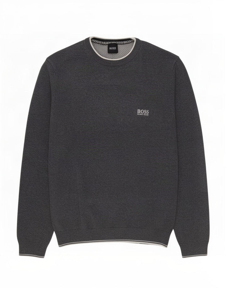 Hugo Boss Mens Crew Neck Jumper Sweater Medium Grey