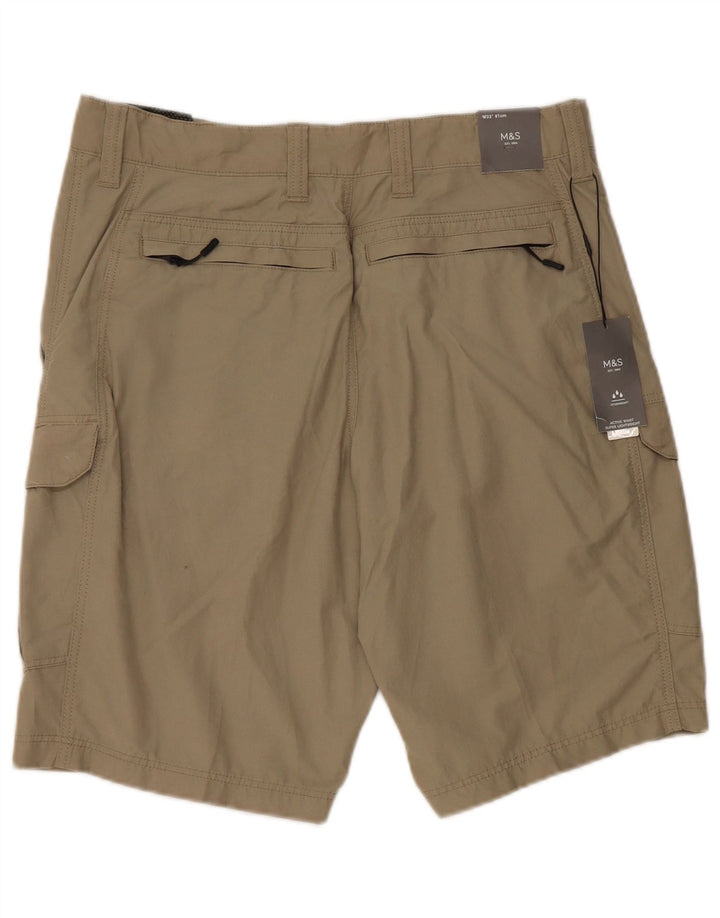 Marks & Spencer Mens Cargo Shorts W32 Medium Beige Cotton