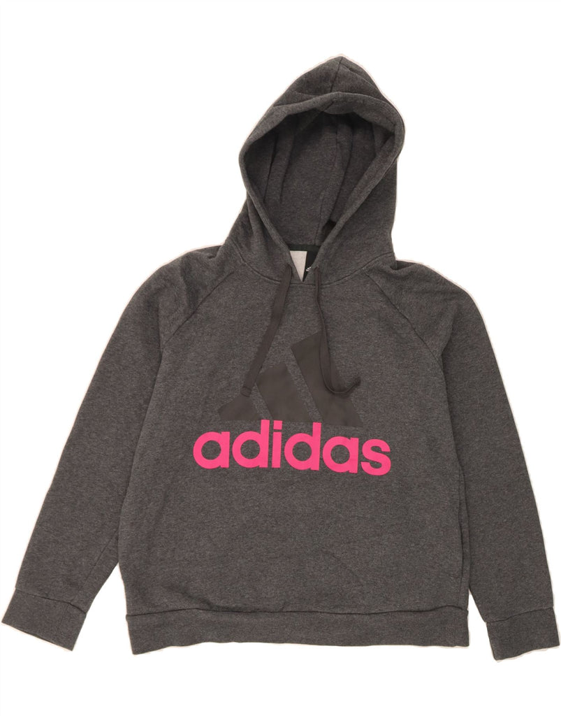 ADIDAS Womens Graphic Hoodie Jumper UK 24/26 2XL Grey Cotton Vintage Adidas and Second-Hand Adidas from Messina Hembry 