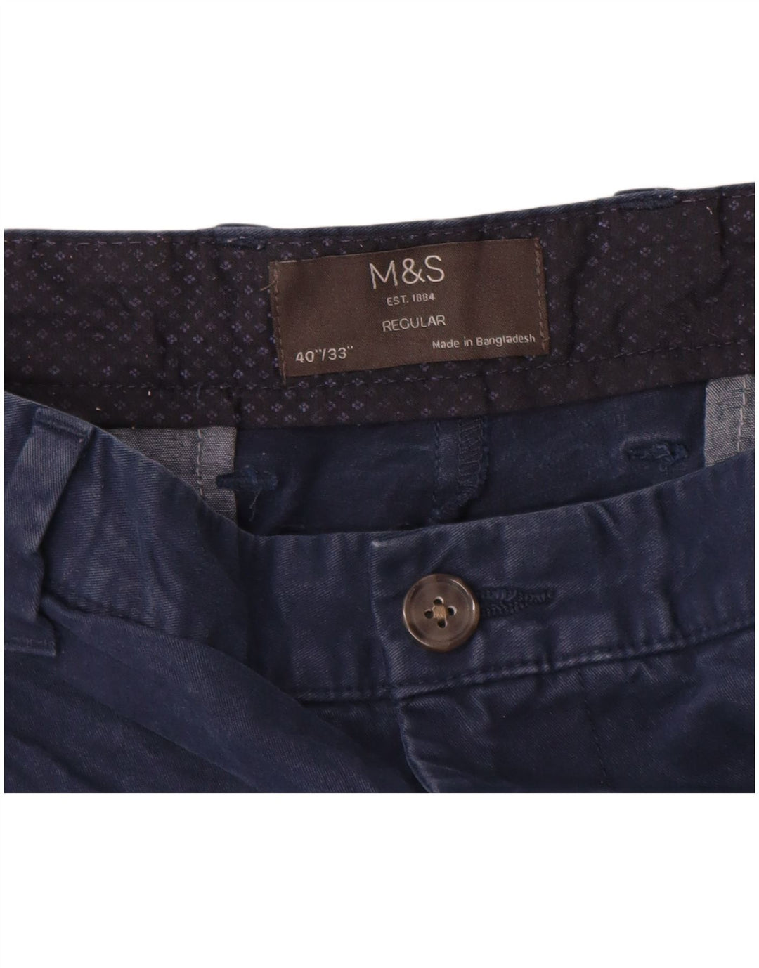 Marks & Spencer Mens Straight Regular Chino Trousers W40 L33 Navy Blue