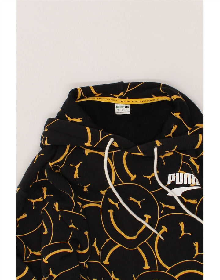 PUMA Mens Graphic Hoodie Jumper Small Black Cotton Vintage Puma and Second-Hand Puma from Messina Hembry 