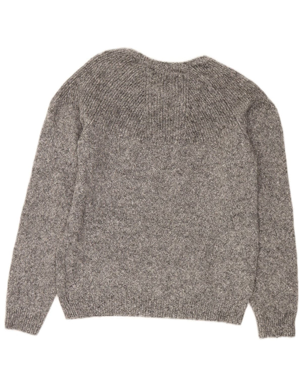 Zara Mens Boat Neck Jumper Sweater Medium Grey Flecked Wool