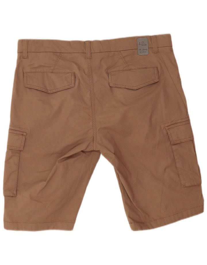 Yes Zee Mens Cargo Shorts W33 Medium Beige Cotton