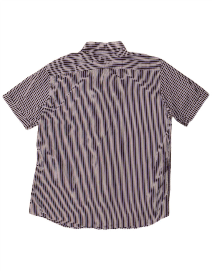 Carrera Mens Regular Fit Short Sleeve Shirt 2XL Blue Striped Cotton
