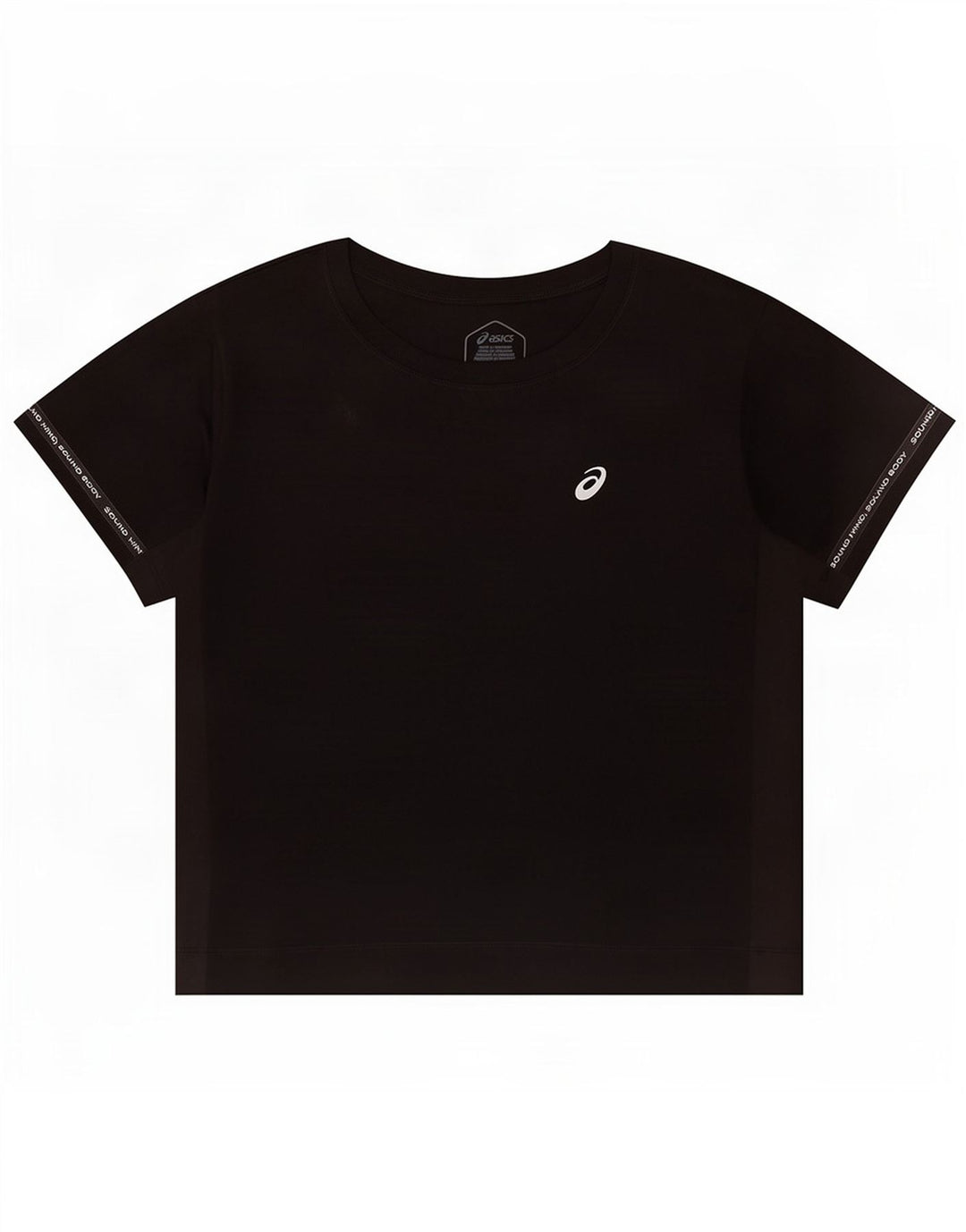 Asics Womens Crop T-Shirt Top UK 10 Small Black Polyester
